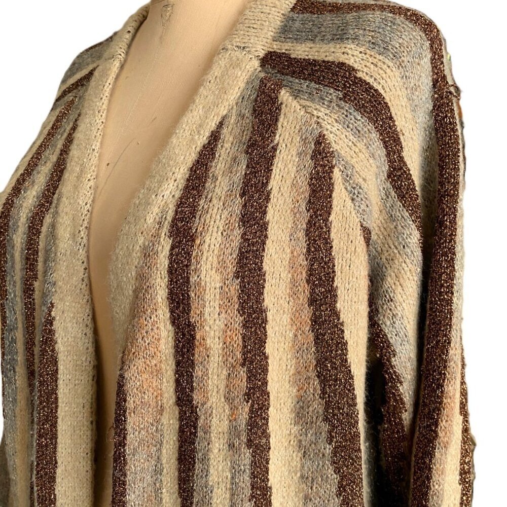 Anthropologie FRNCH Chantal Shimmer-Striped Knit Kimono Cardigan Duster, NWT - Picture 12 of 15